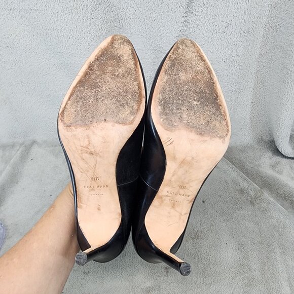 Cole Haan Shoes Womens Size 8.5 Bethany Black Leather Pointed Toe Pump Heels - Picture 9 of 13
